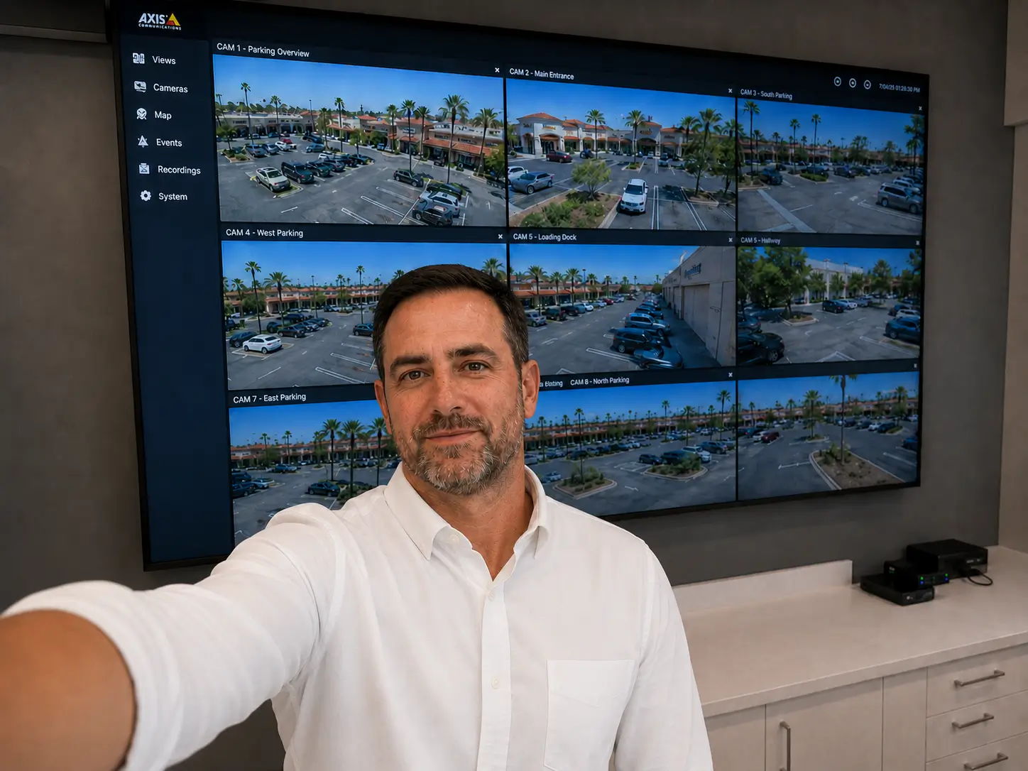 Security cameras and surveillance installation for Kevin H. shopping center by Proava Tech